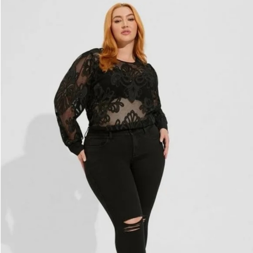 Torrid NWOT see-through structured mesh dress top